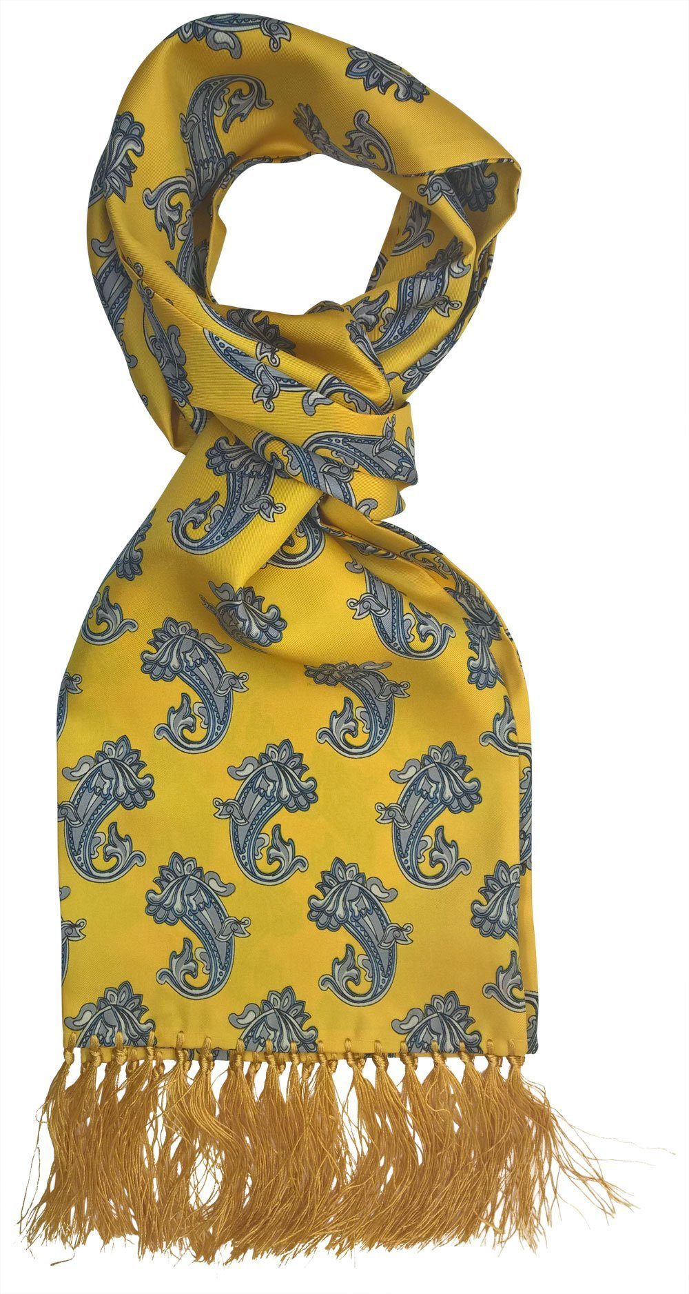 Aviator Bright Yellow Large Floral Paisley Silk Scarf - Scarves - - THREADPEPPER