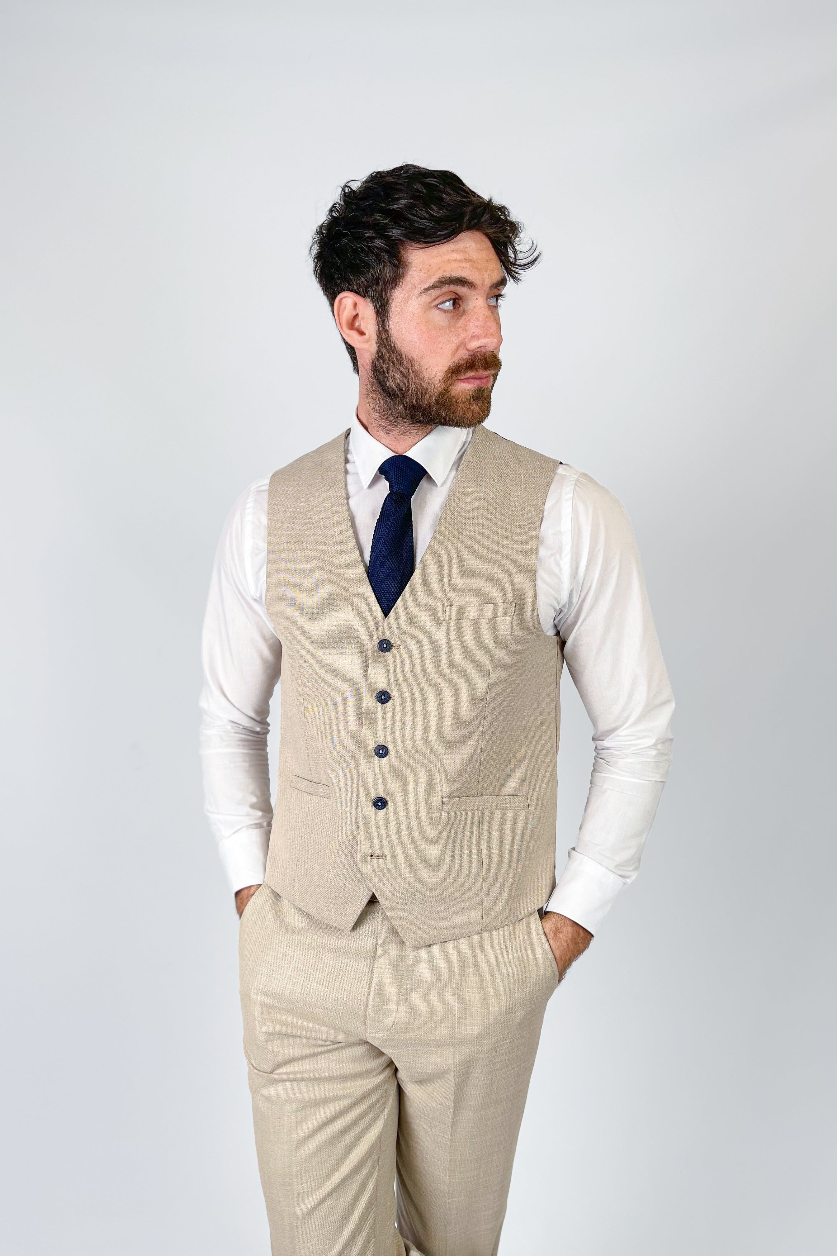 Cream Waistcoat Summer Wedding Mens Linen Waistcoat