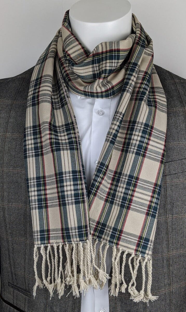 Beige Tartan Scarf - Scarves - - THREADPEPPER