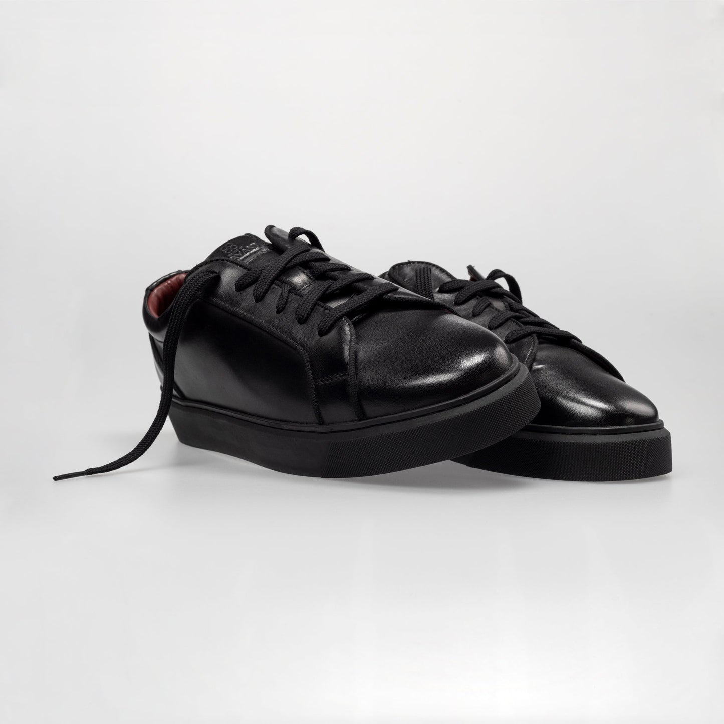 Black Leather Trainers - Trainers - - THREADPEPPER