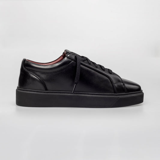Black Leather Trainers - Trainers - 7 - THREADPEPPER