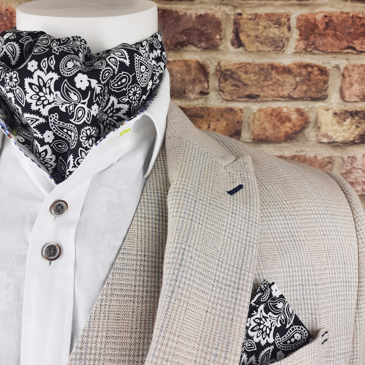 Black Paisley Blooms Cotton Cravat - Cravats - - THREADPEPPER