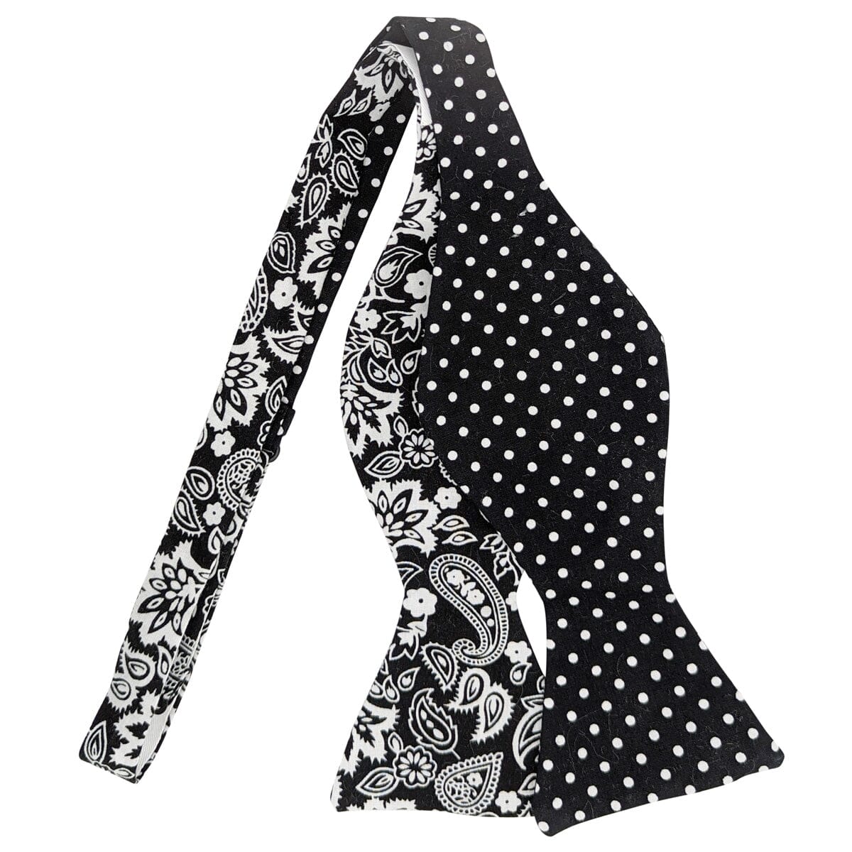 Black Paisley Blooms Double Self-Tie Bow Tie - Bow Ties - - THREADPEPPER