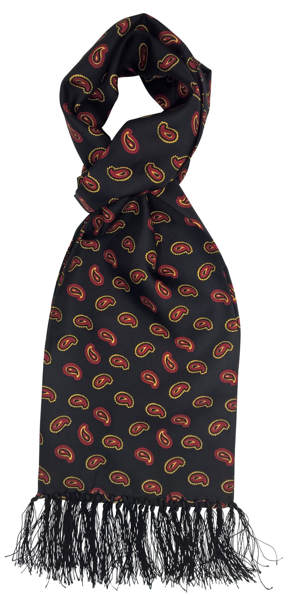 Black Paisley Silk Scarf - Scarves - - THREADPEPPER