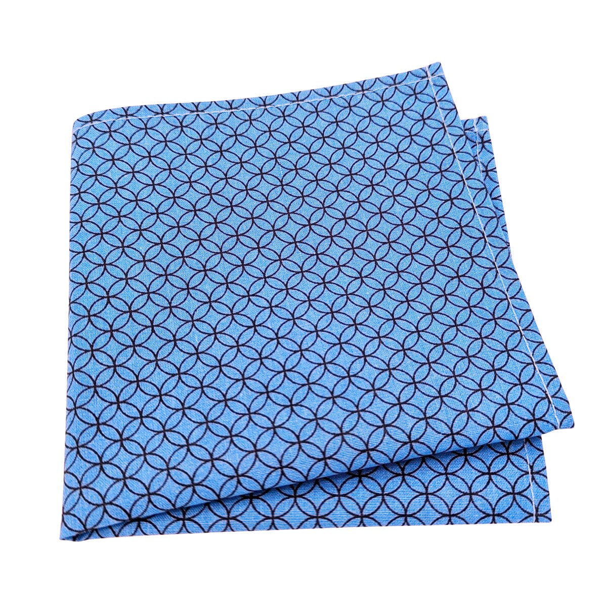 Blue Chain Circles Pocket Square - Handkerchiefs - - THREADPEPPER