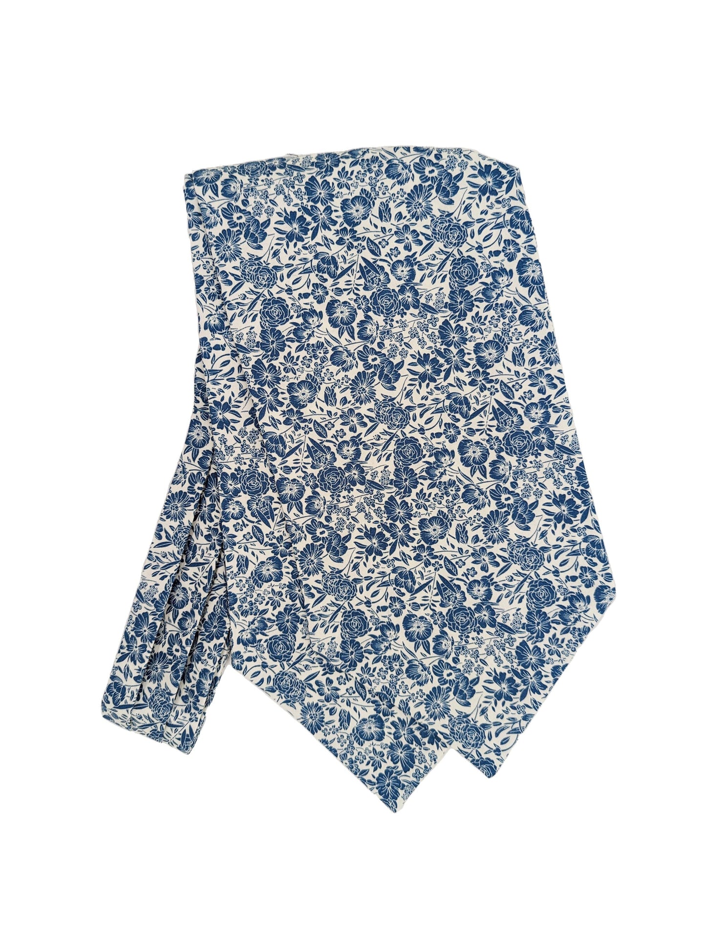 Blue Floral Cotton Cravat - Cravats - - THREADPEPPER
