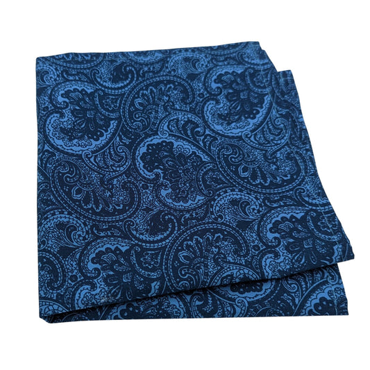 Blue Floral Paisley Cotton Pocket Square - Handkerchiefs - - THREADPEPPER