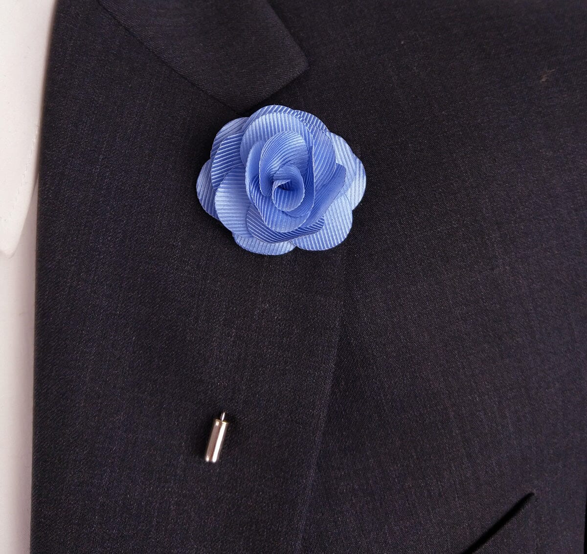 Blue Flower Boutonniere Lapel Pin - Lapel Pin - - THREADPEPPER
