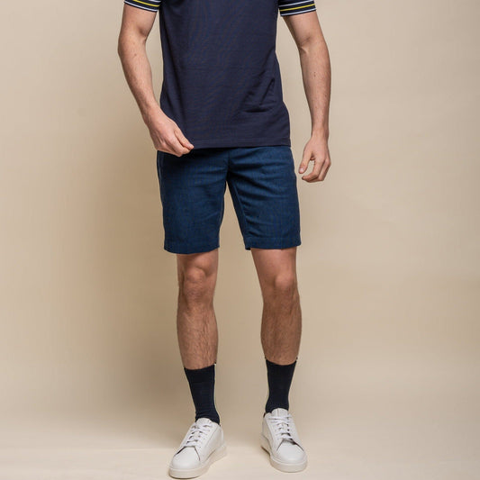 Blue Linen Shorts - STOCK CLEARANCE - Shorts - - THREADPEPPER