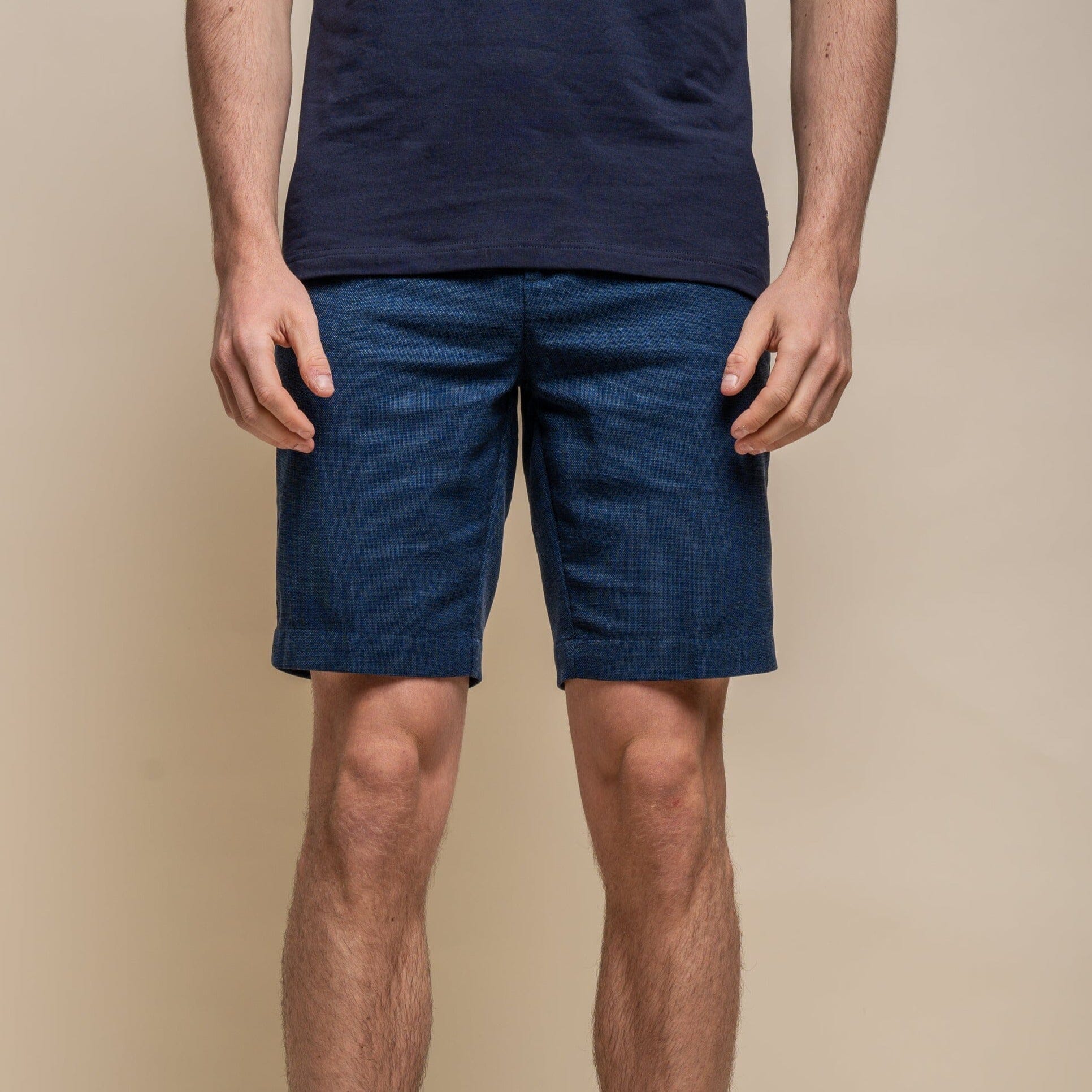 Blue Linen Shorts - STOCK CLEARANCE - Shorts - - THREADPEPPER