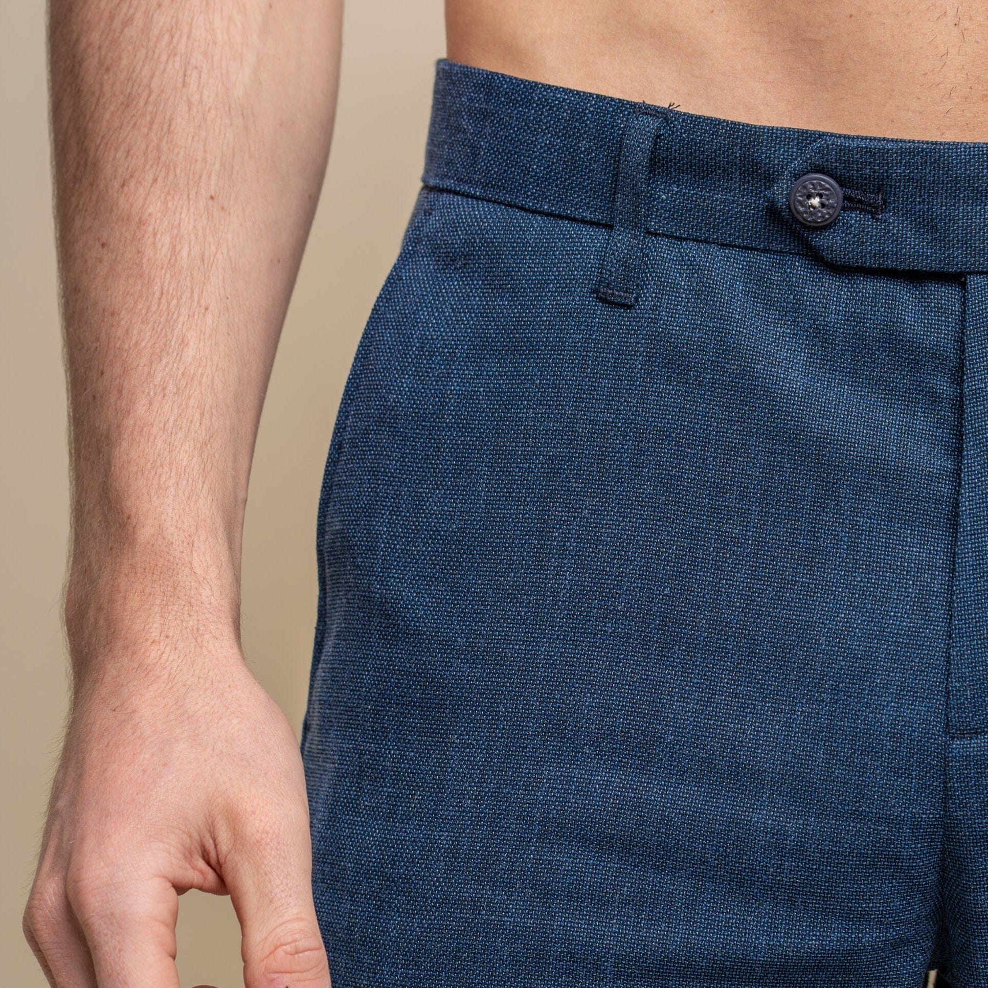 Blue Linen Shorts - STOCK CLEARANCE - Shorts - - THREADPEPPER