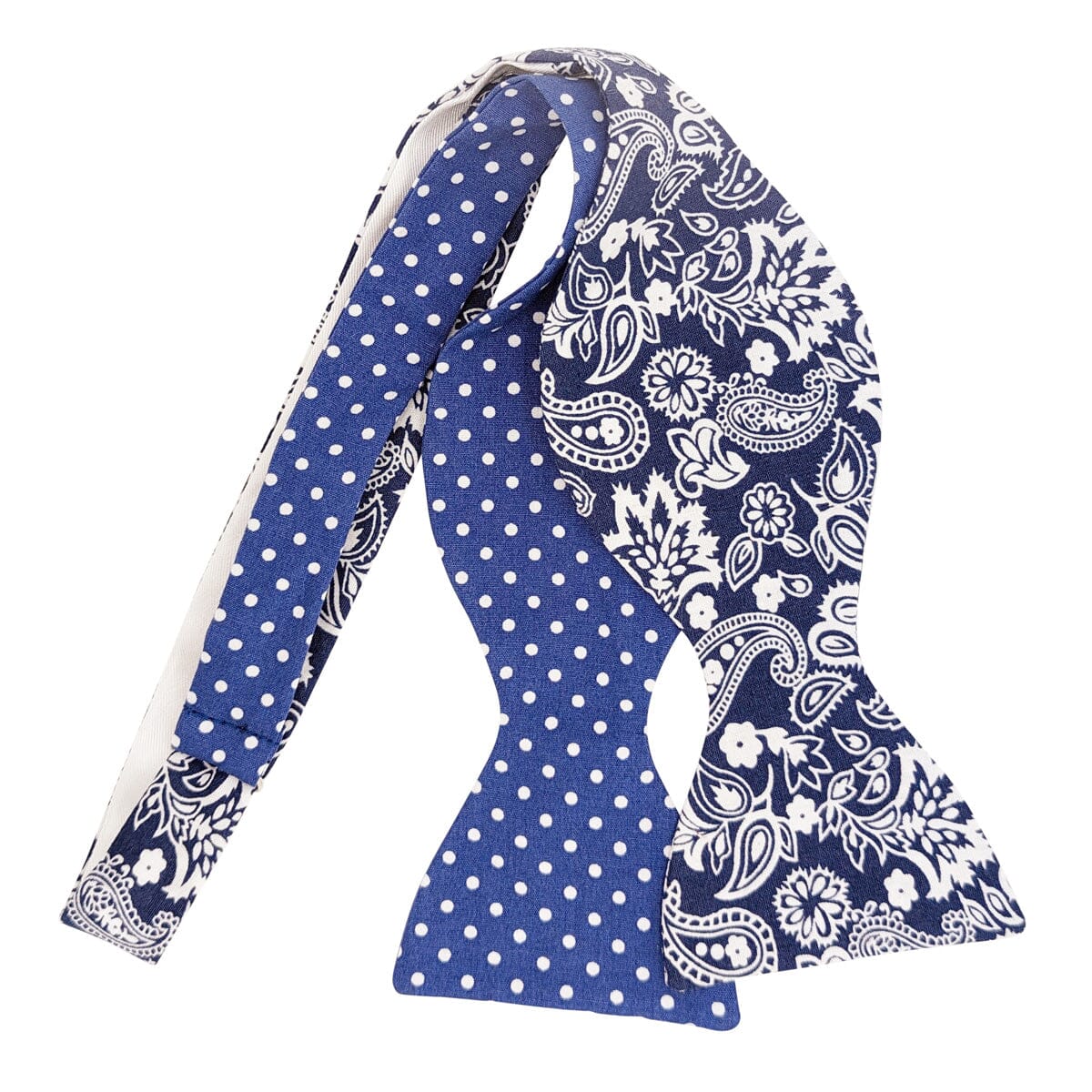 Blue Paisley Blooms Double Self-Tie Bow Tie - Bow Ties - - THREADPEPPER