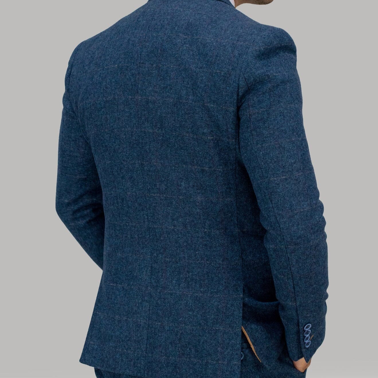 Navy Blue Tweed Jacket Mens Blazers Smart Casual Suit