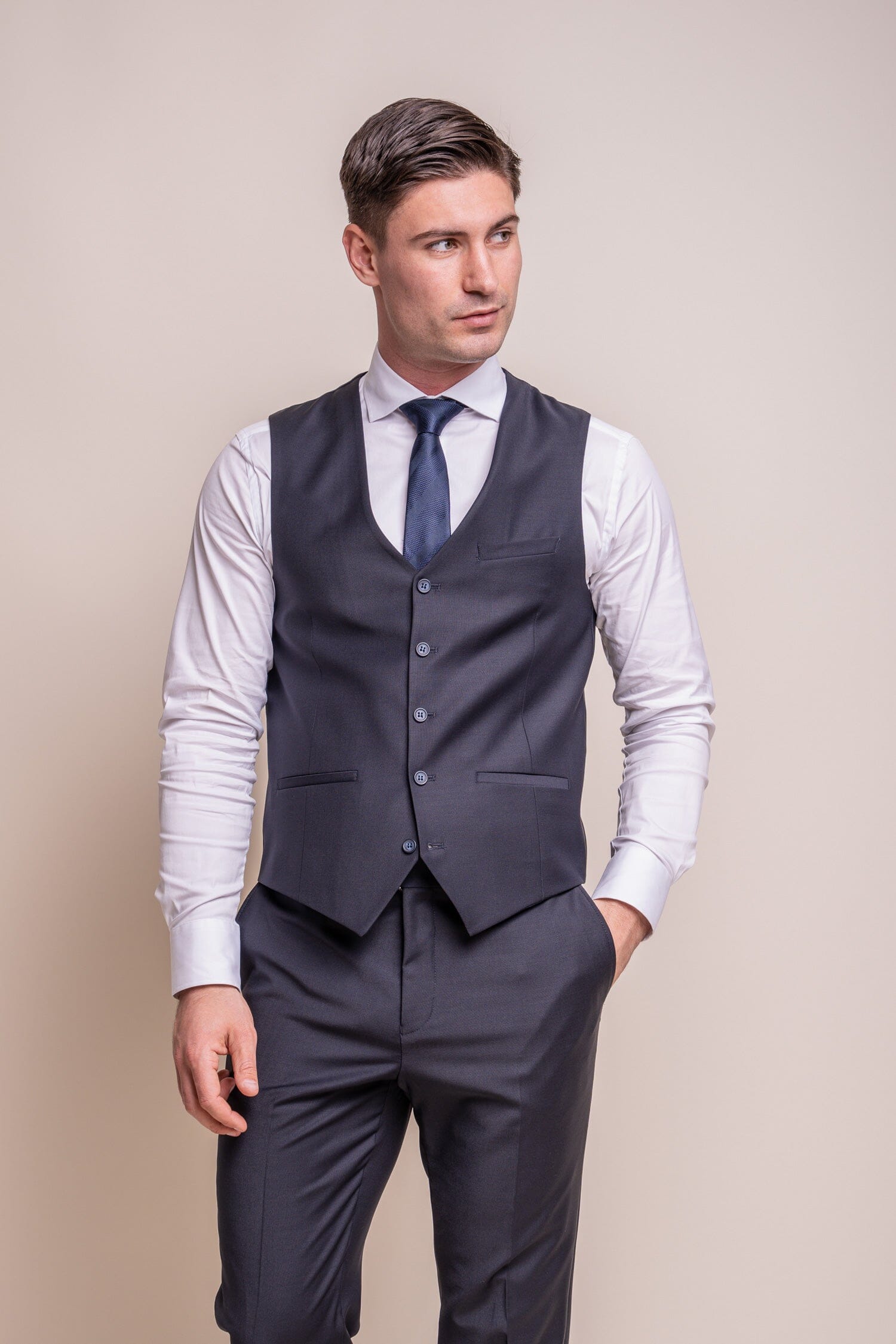Bond Midnight Blue Waistcoat - Waistcoats - 34R - THREADPEPPER