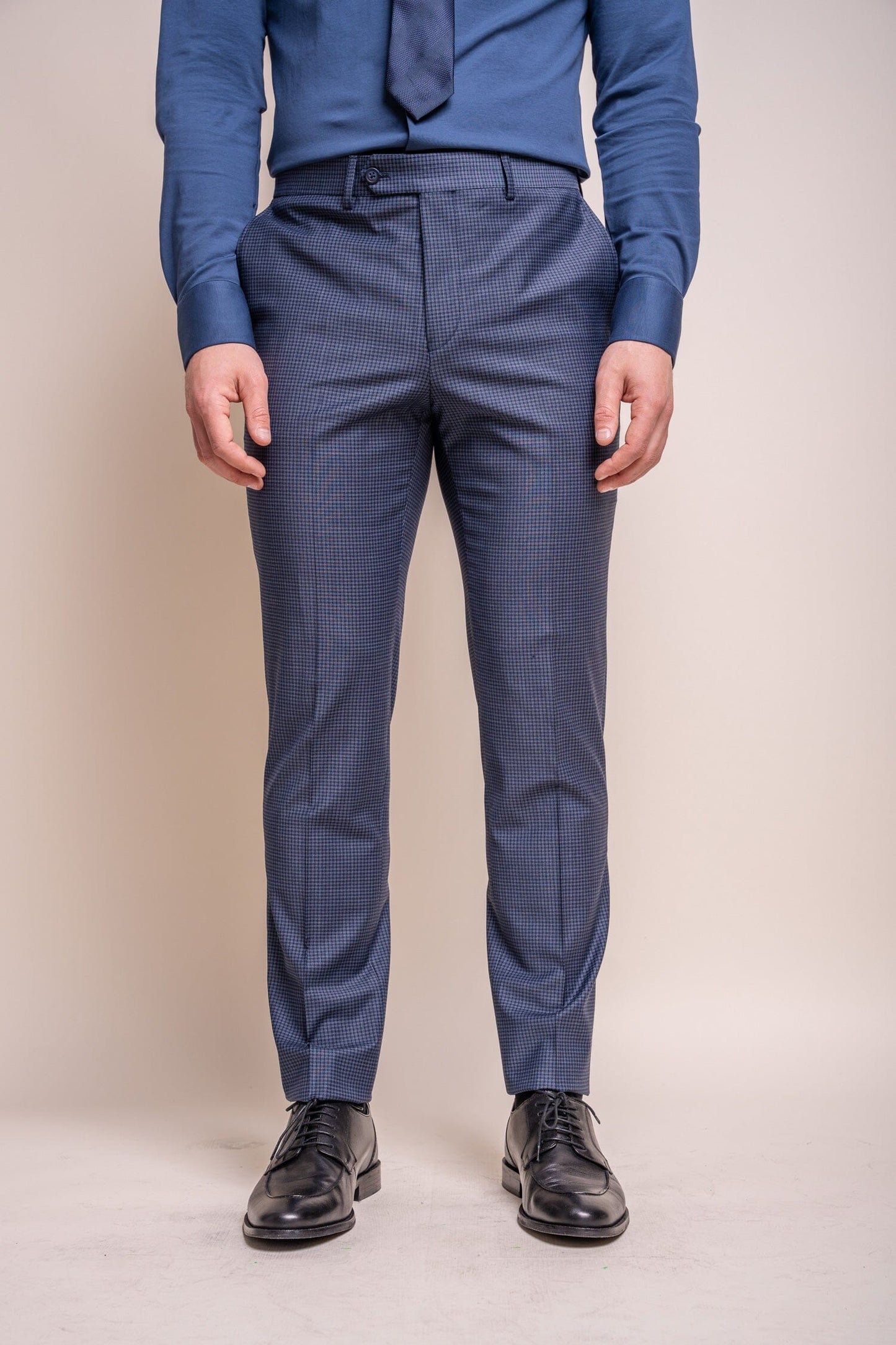 Bond Navy Check Trousers - Trousers - 28R - THREADPEPPER