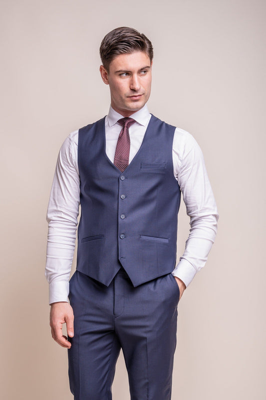 Bond Navy Waistcoat - Waistcoats - 34R - THREADPEPPER