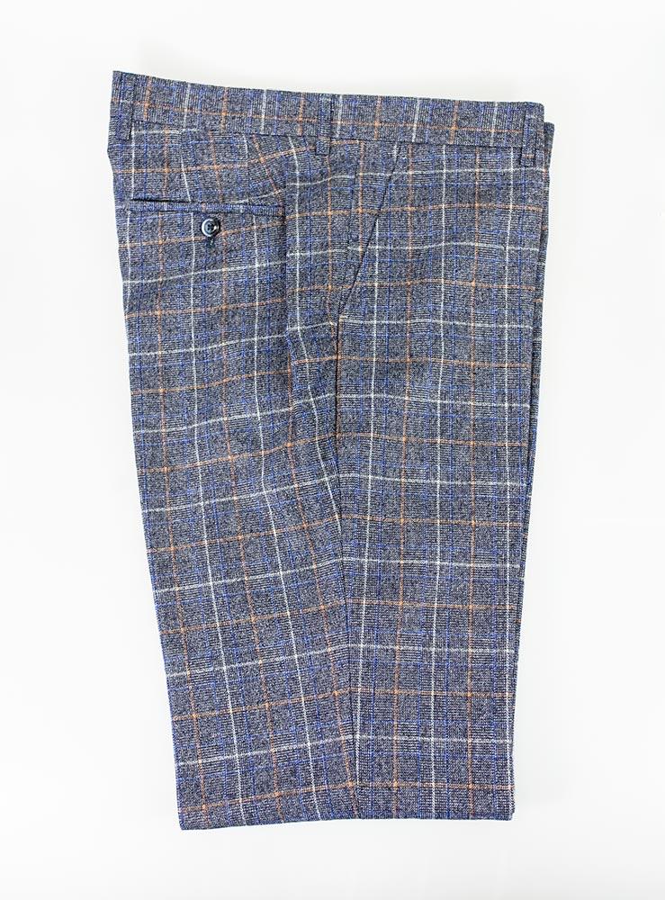 Blue Crosshatch Trousers - STOCK CLEARANCE - Trousers - - THREADPEPPER