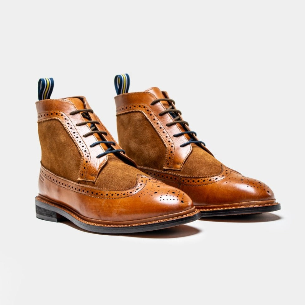 Bosworth Tan Brogue Boots - Boots - - THREADPEPPER