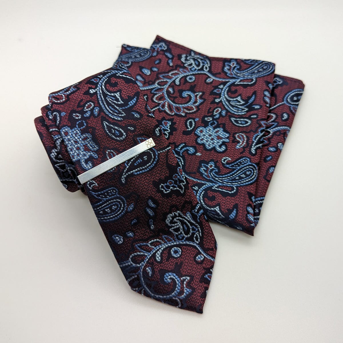 Burgundy Paisley Tie Set - Ties - - THREADPEPPER