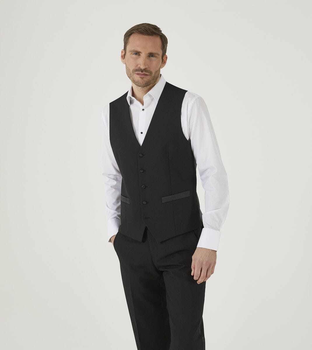 Cavendish Black Dinner Suit Waistcoat - Waistcoats - 34R - THREADPEPPER