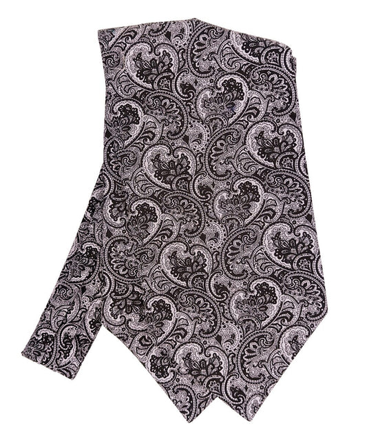 Charcoal Floral Paisley Cotton Cravat - Cravats - - THREADPEPPER