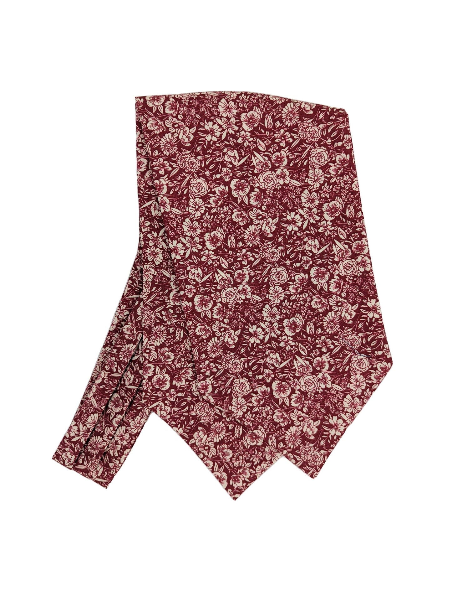Cherry Red Floral Cotton Cravat - Cravats - - THREADPEPPER