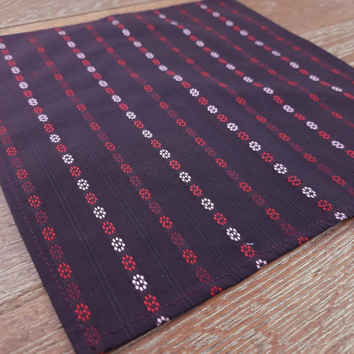 Chocolate Rosette Pinstripe Cotton Pocket Square - Handkerchiefs - - THREADPEPPER