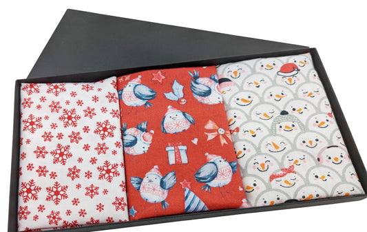 Christmas Cotton Pocket Square Gift Box Set - Handkerchiefs - - THREADPEPPER