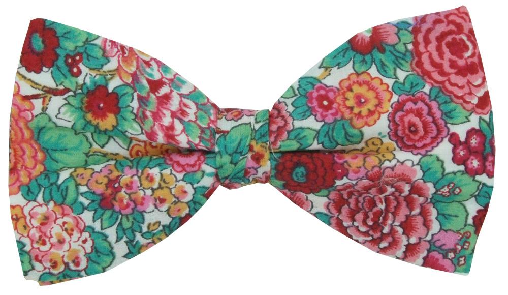 Country Garden on White Pre-Tied Bow Tie - SALE - Bow Ties - - THREADPEPPER