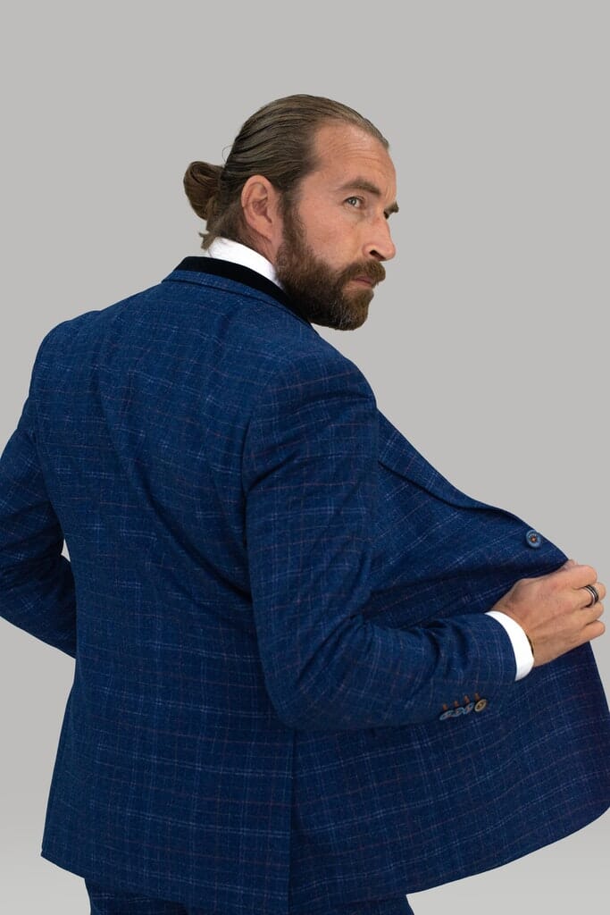Crosshatch Tweed Blue Check Jacket - STOCK CLEARANCE - Blazers & Jackets Sale - - THREADPEPPER