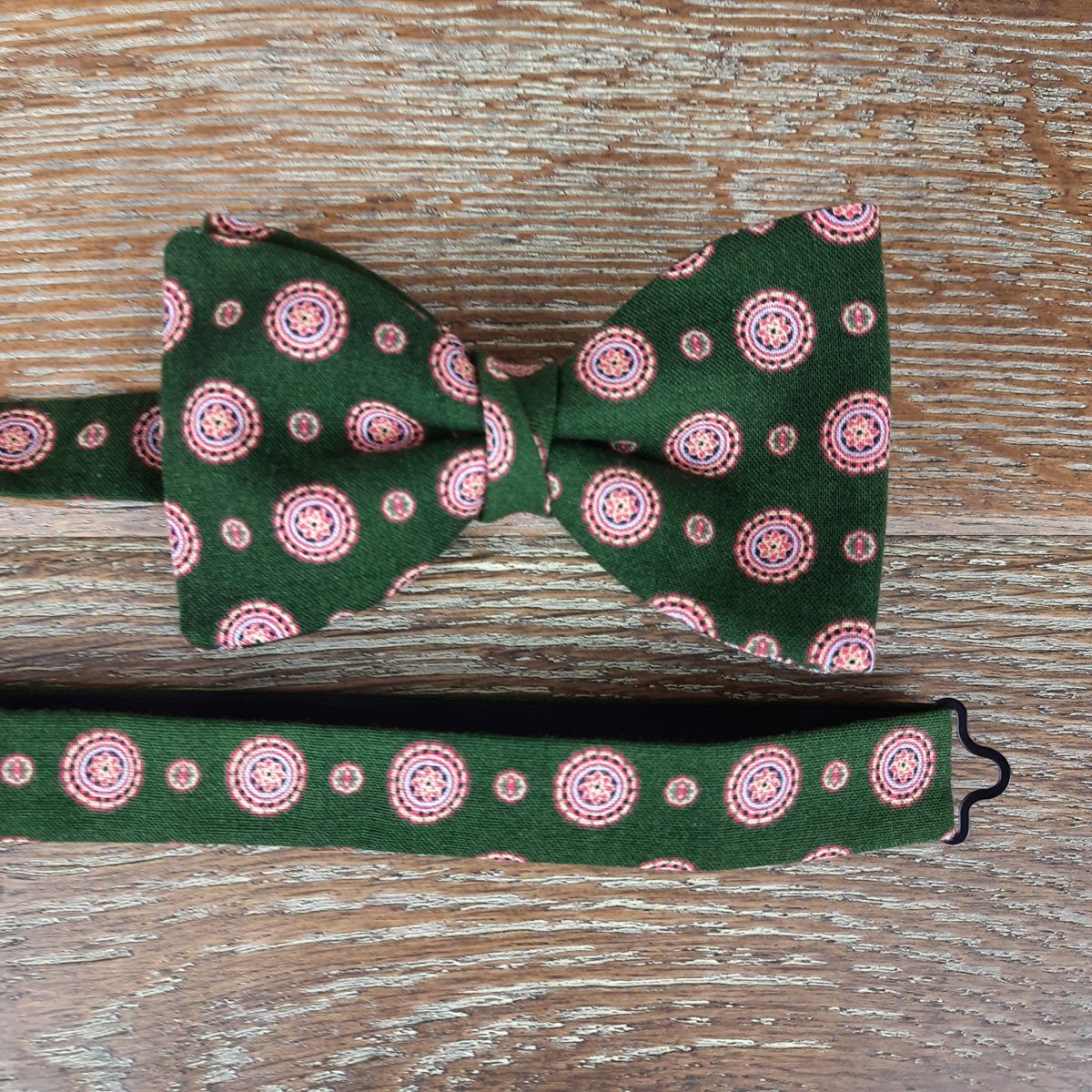 Dark Green Medallions Cotton Ready-Tied Bow Tie - Bow Ties - - THREADPEPPER