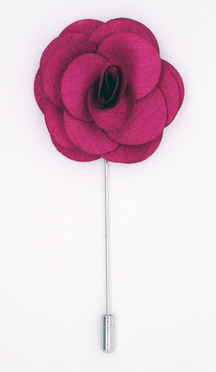 Dark Pink Flower Boutonniere Lapel Pin - Lapel Pin - - THREADPEPPER
