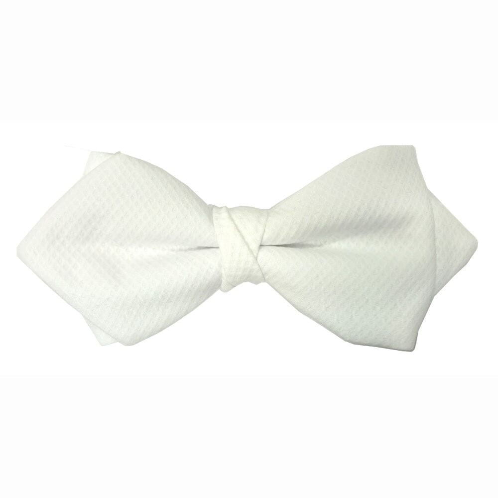 Diamond Point White Marcella Pre-Tied Bow Tie - Formalwear - - THREADPEPPER