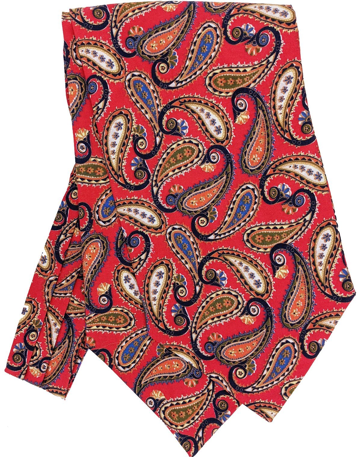 Evoque Red Paisley Cotton Cravat - Cravats - - THREADPEPPER