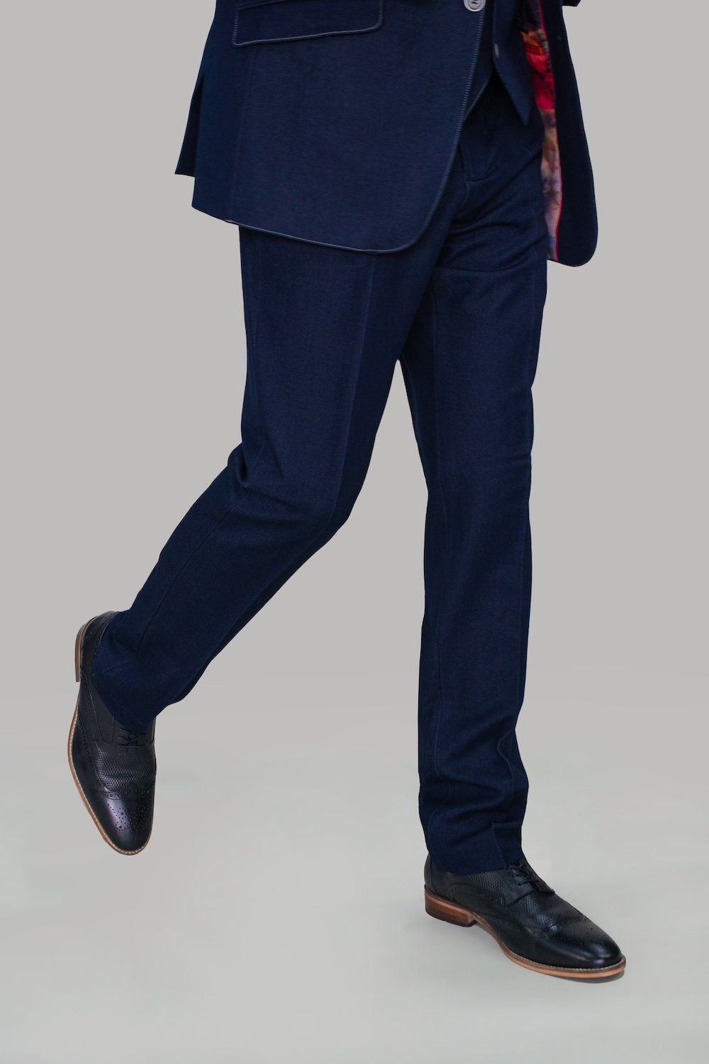 Denim-Effect Navy Trousers - STOCK CLEARANCE - Trousers - 30R - THREADPEPPER