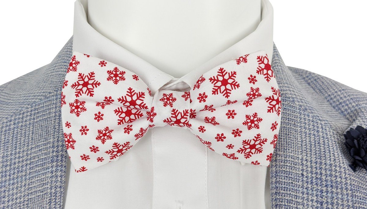 Falling Snowflakes White Christmas Ready-Tied Bow Tie - Bow Ties - - THREADPEPPER