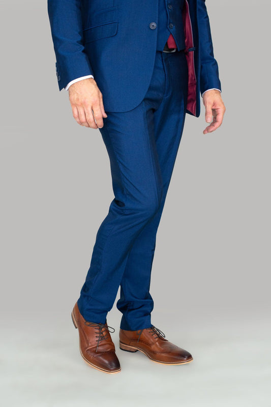 Plain Blue Suit Trousers - STOCK CLEARANCE - Trousers - 32R - THREADPEPPER