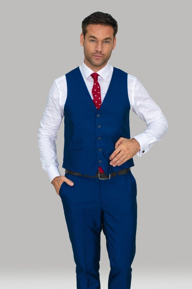 Plain Blue Waistcoat - STOCK CLEARANCE - Waistcoats - 44S - THREADPEPPER