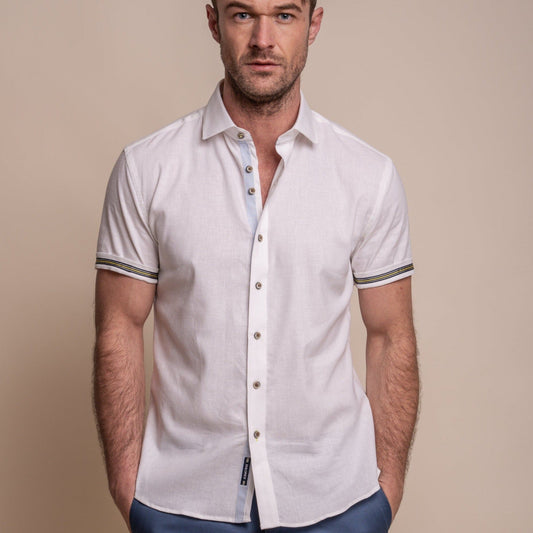 Fuego White Linen Shirt - Shirts - - THREADPEPPER