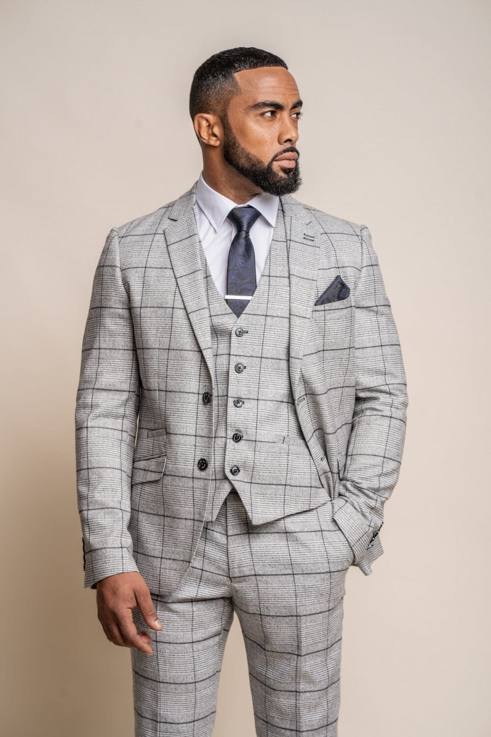 Ghost Pale Grey Checked Jacket - Blazers & Jackets - 42R - THREADPEPPER