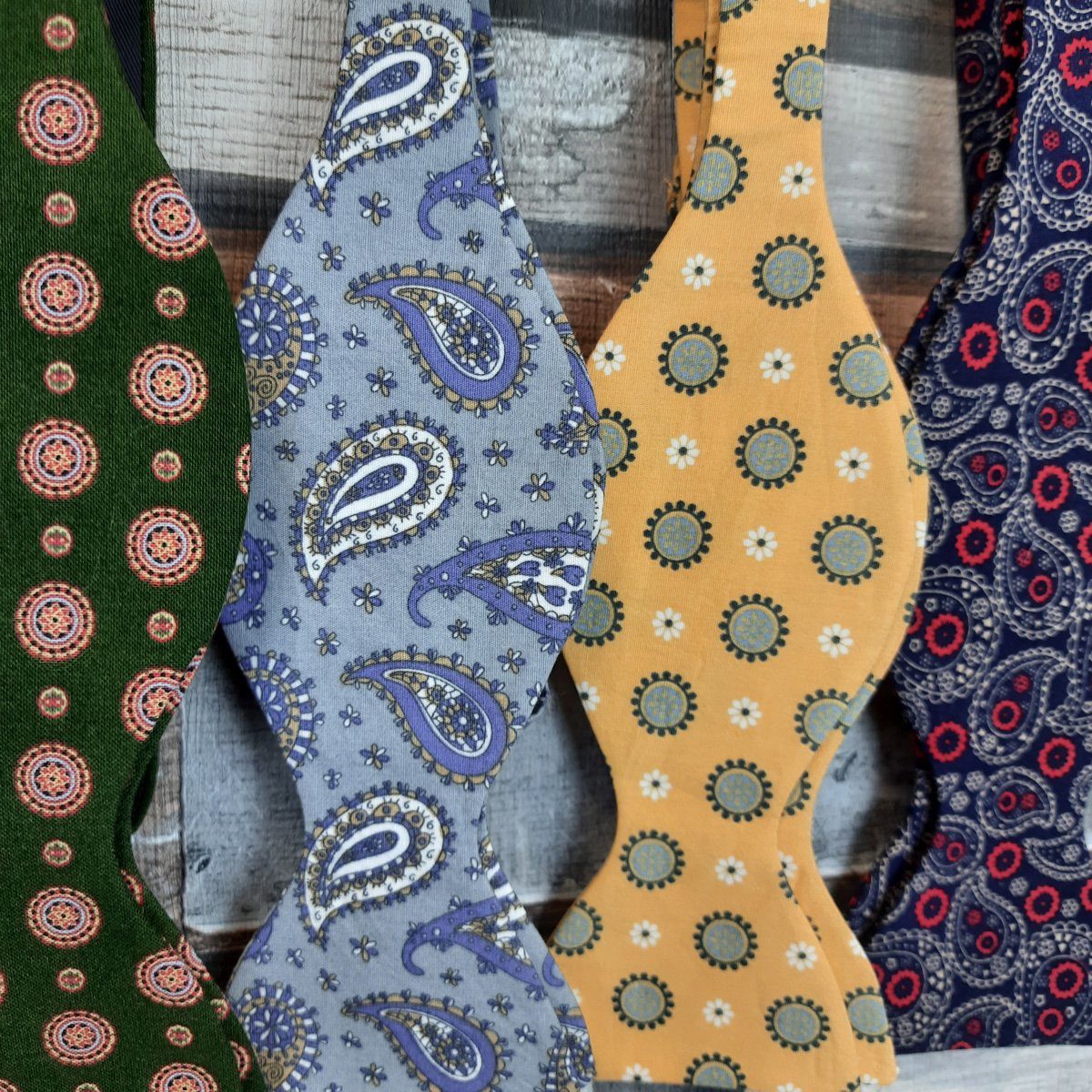 Golden Flower Medallions Cotton Self-Tie Bow Tie - Bow Ties - - THREADPEPPER