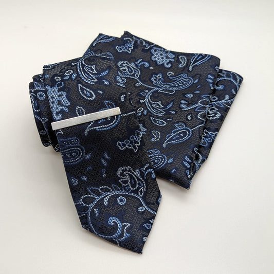 Grey Paisley Tie Set - Ties - - THREADPEPPER