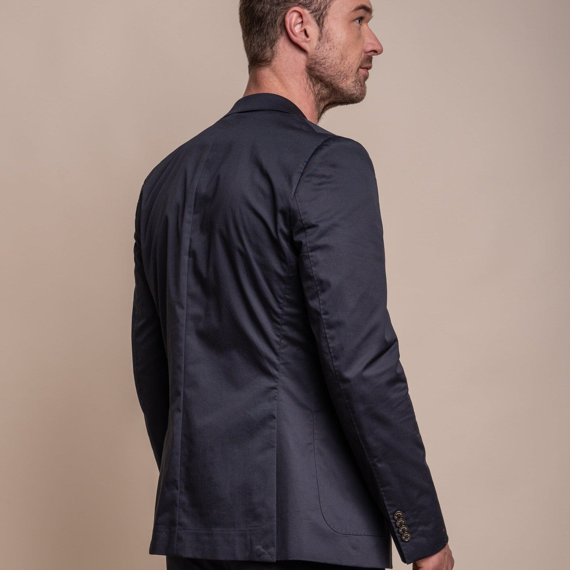 Half-Lined Navy Cotton Blazer - STOCK CLEARANCE - Blazers & Jackets - - THREADPEPPER