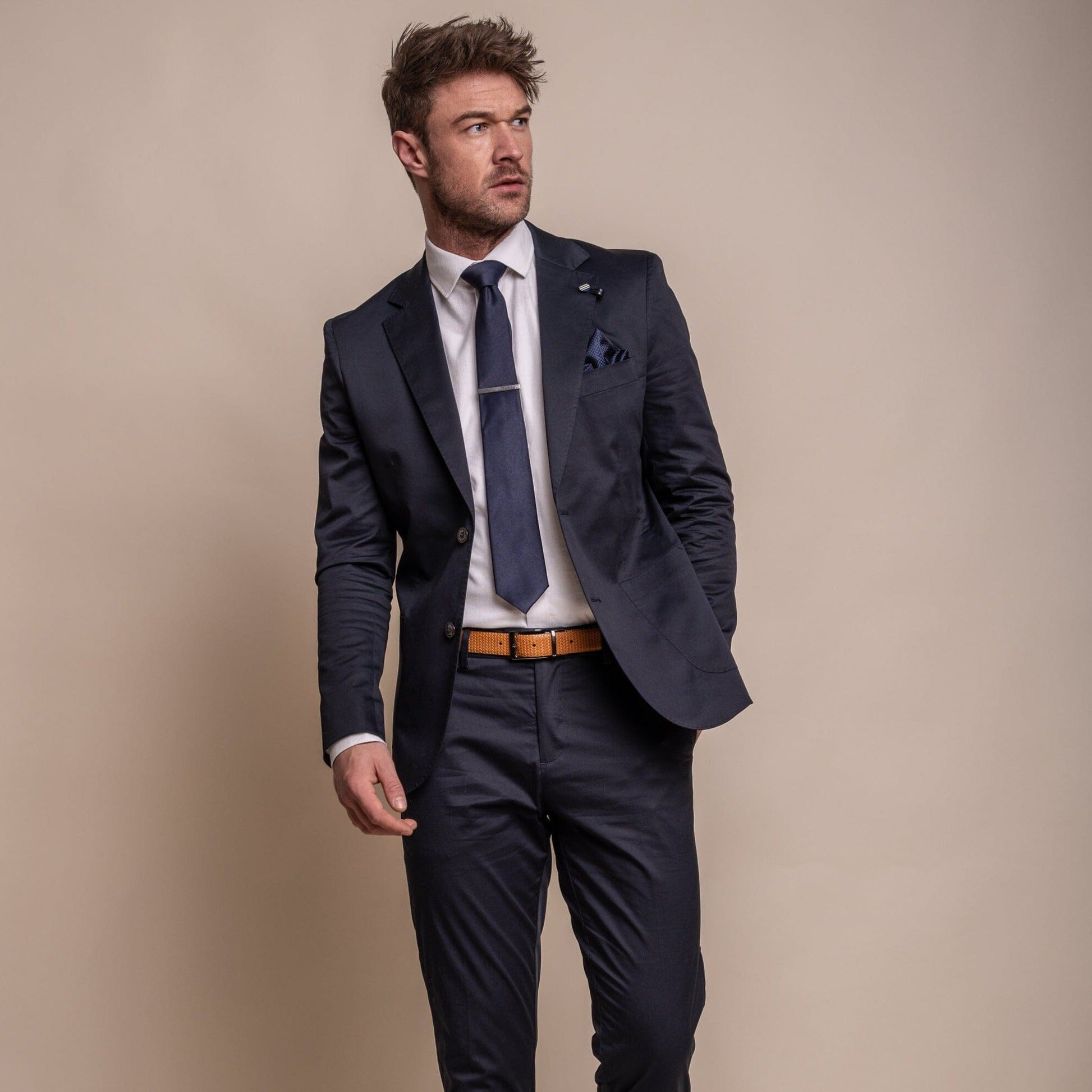 Half-Lined Navy Cotton Blazer - STOCK CLEARANCE - Blazers & Jackets - - THREADPEPPER