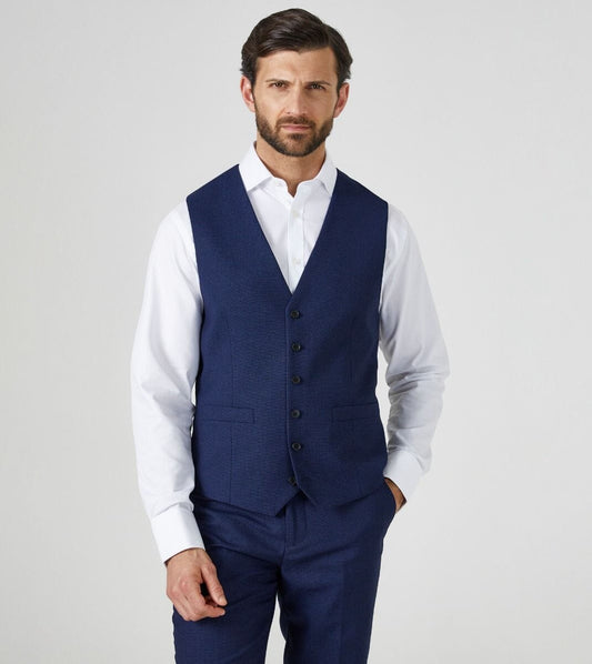 Harcourt Navy Waistcoat - Waistcoats - 34R Single Breasted - THREADPEPPER