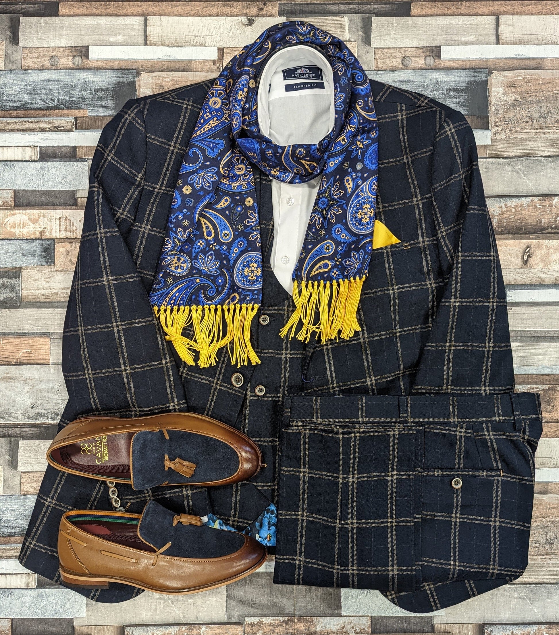 Double Checked Navy Waistcoat - STOCK CLEARANCE - Waistcoats - - THREADPEPPER