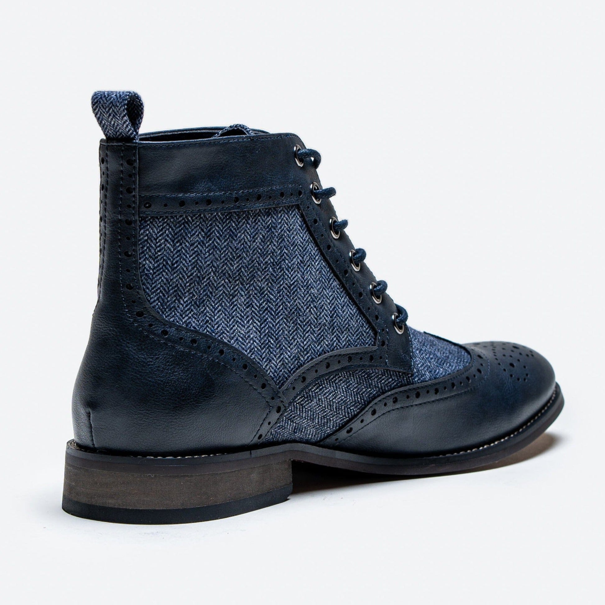 Jones Navy & Tweed Boots - Boots - - THREADPEPPER