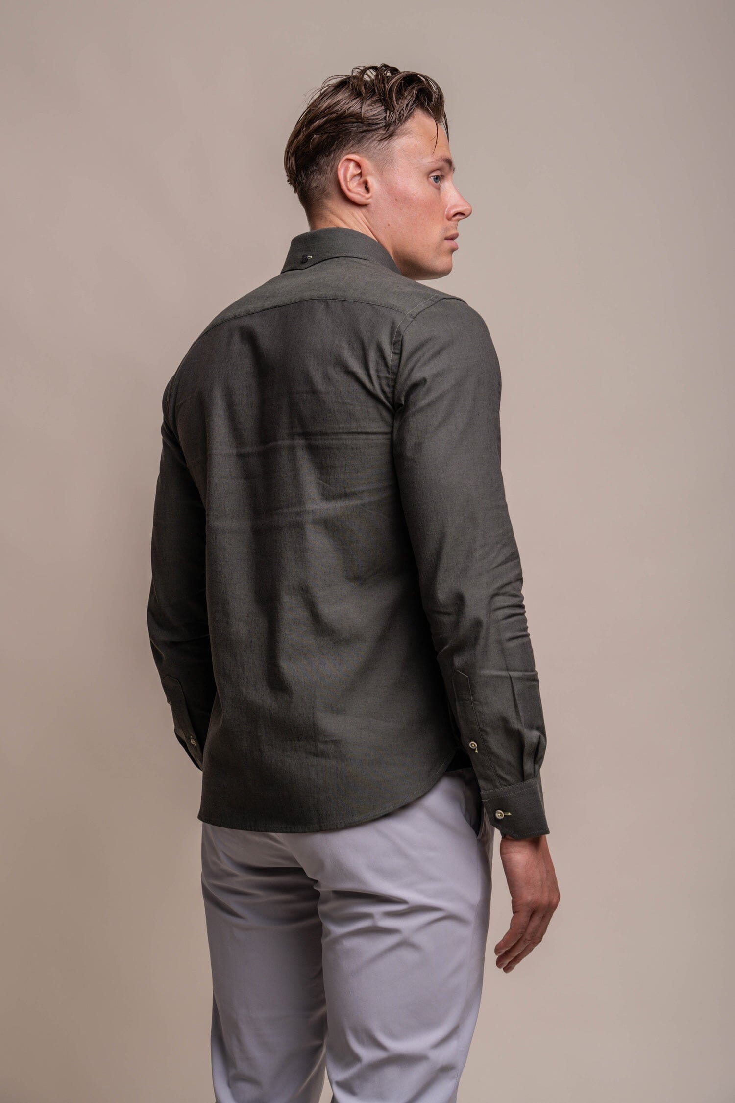Jordi Olive Linen Shirt - Shirts - - THREADPEPPER
