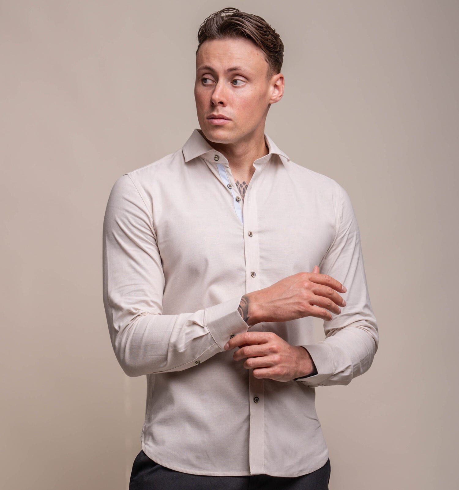 Jordi Sand Linen Shirt - Shirts - S - THREADPEPPER