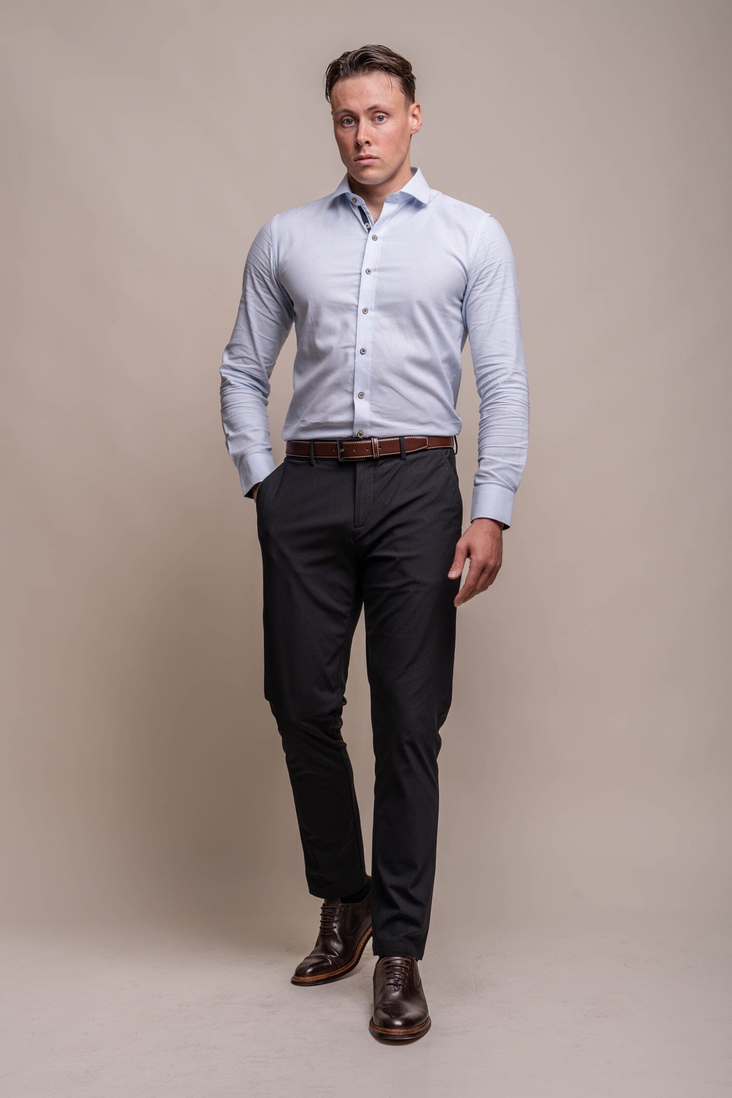 Jordi Sky Blue Linen Shirt - Shirts - - THREADPEPPER